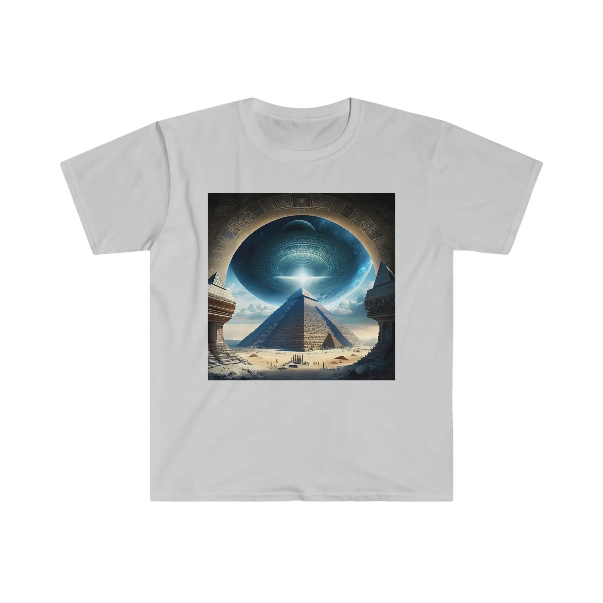 Psychedelic Ai Art Men's and Women's Unisex T-Shirt for Festival and Street Wear Pyramids v5.1