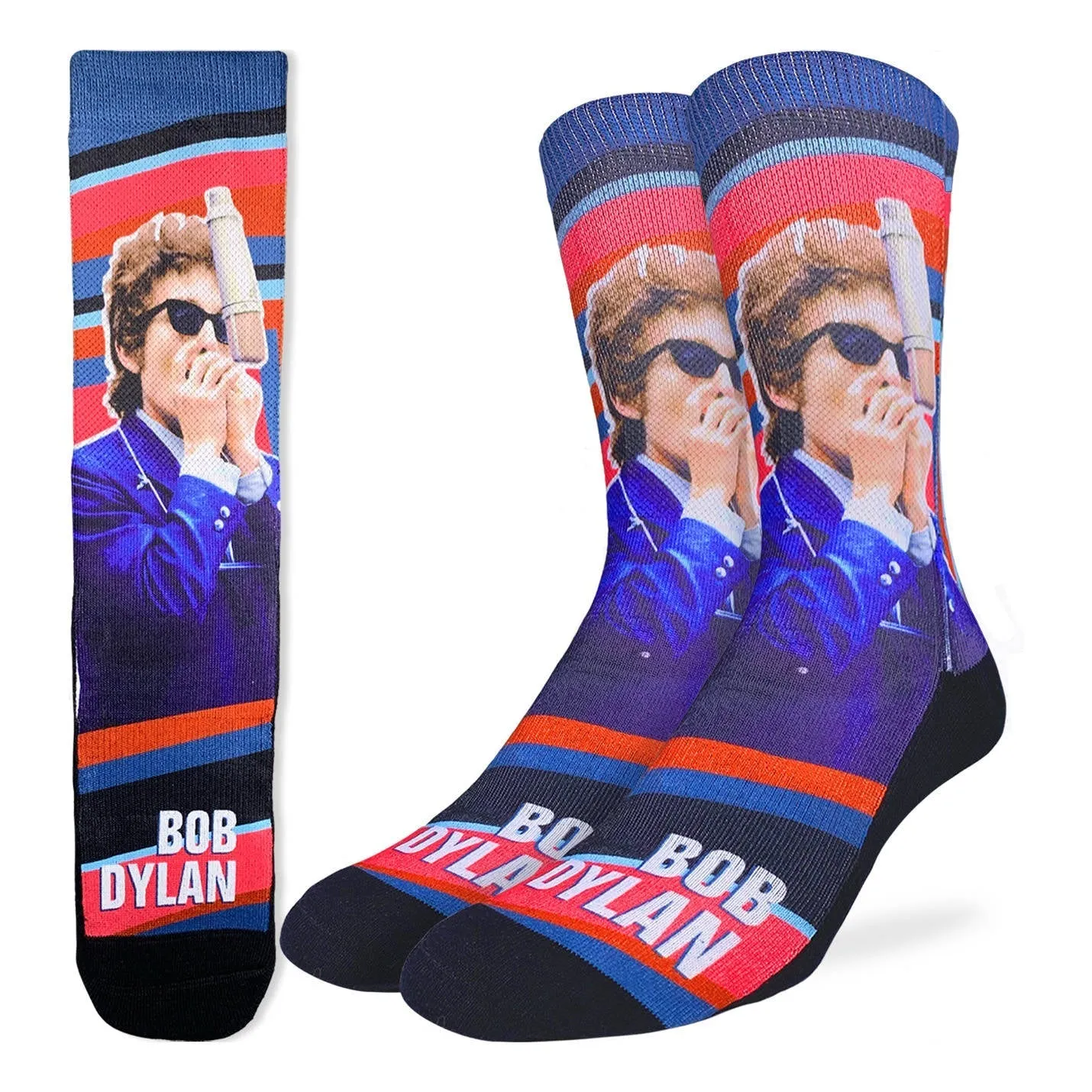 "Bob Dylan Harmonica" Crew Socks by Good Luck Sock - Large