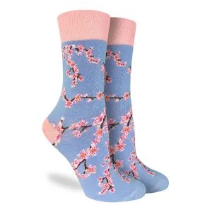 "Cherry Blossoms" Cotton Crew Socks by Good Luck Sock