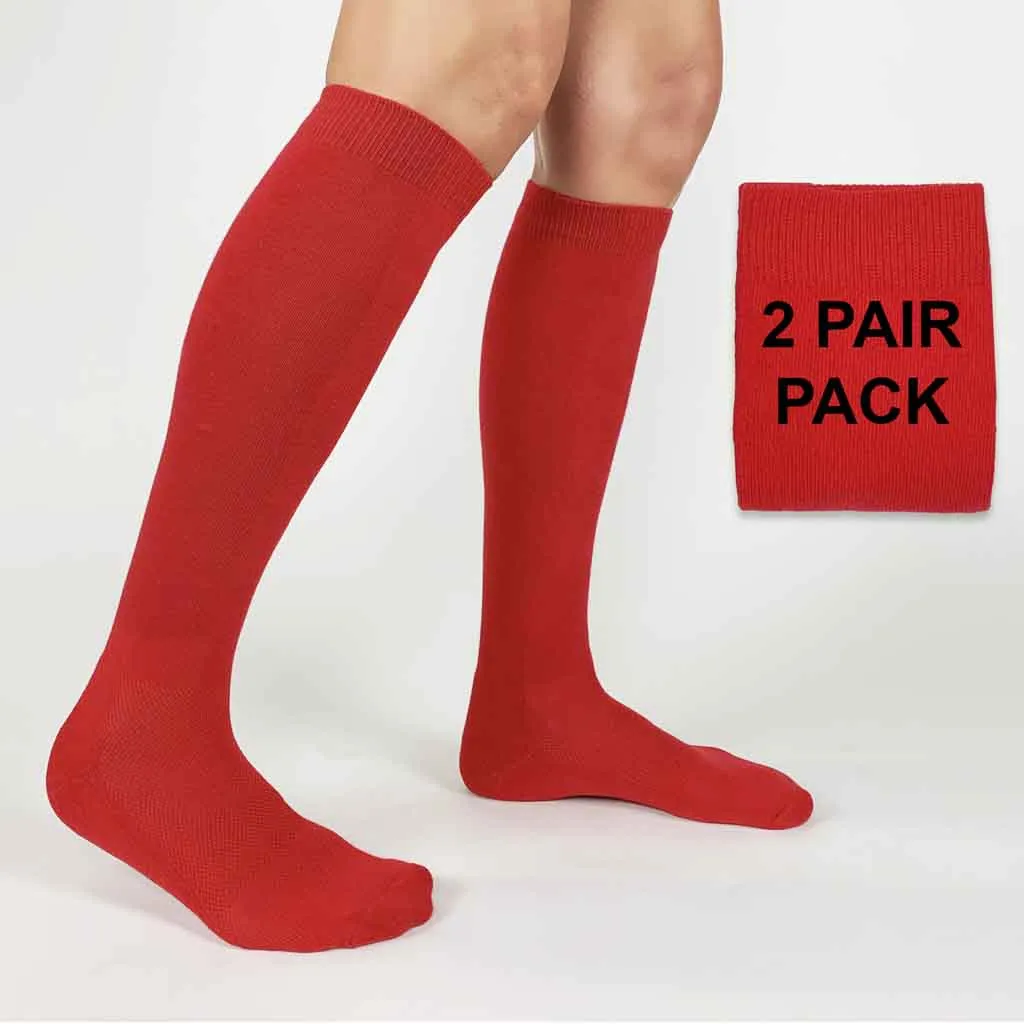 Red Sport Knee High Socks on Sale for Him and Her -2 Pack