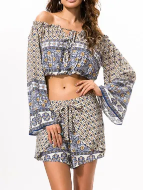 Seaside Print Tops & Shorts Suits