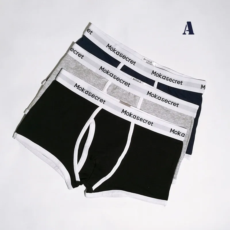 Underwear Men Cotton Boxer 3pcs/lot pouch open Boxers Shorts