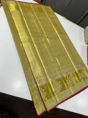 Shraddha , Pure Handloom  Golden Tissue Silk Saree for Women -SACHI001TSS