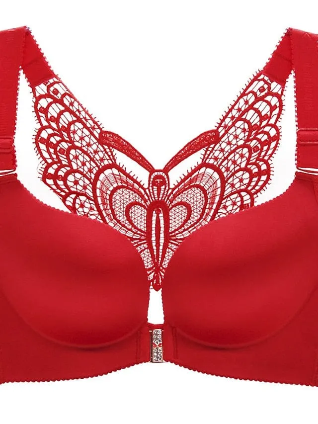 Solid Color Butterfly Push Up Bras for Plus Size Women