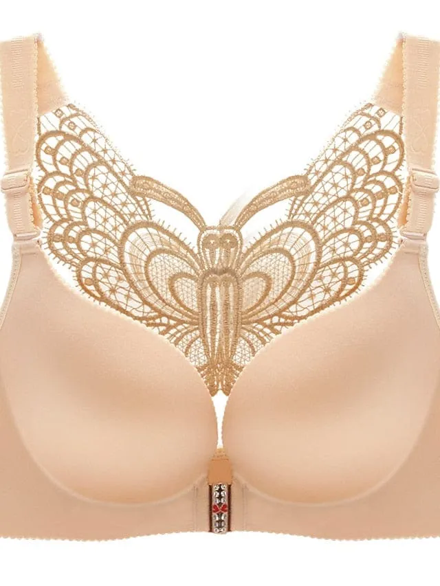 Solid Color Butterfly Push Up Bras for Plus Size Women