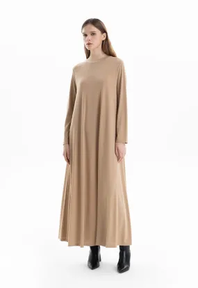 Solid Crew Neck Maxi Dress