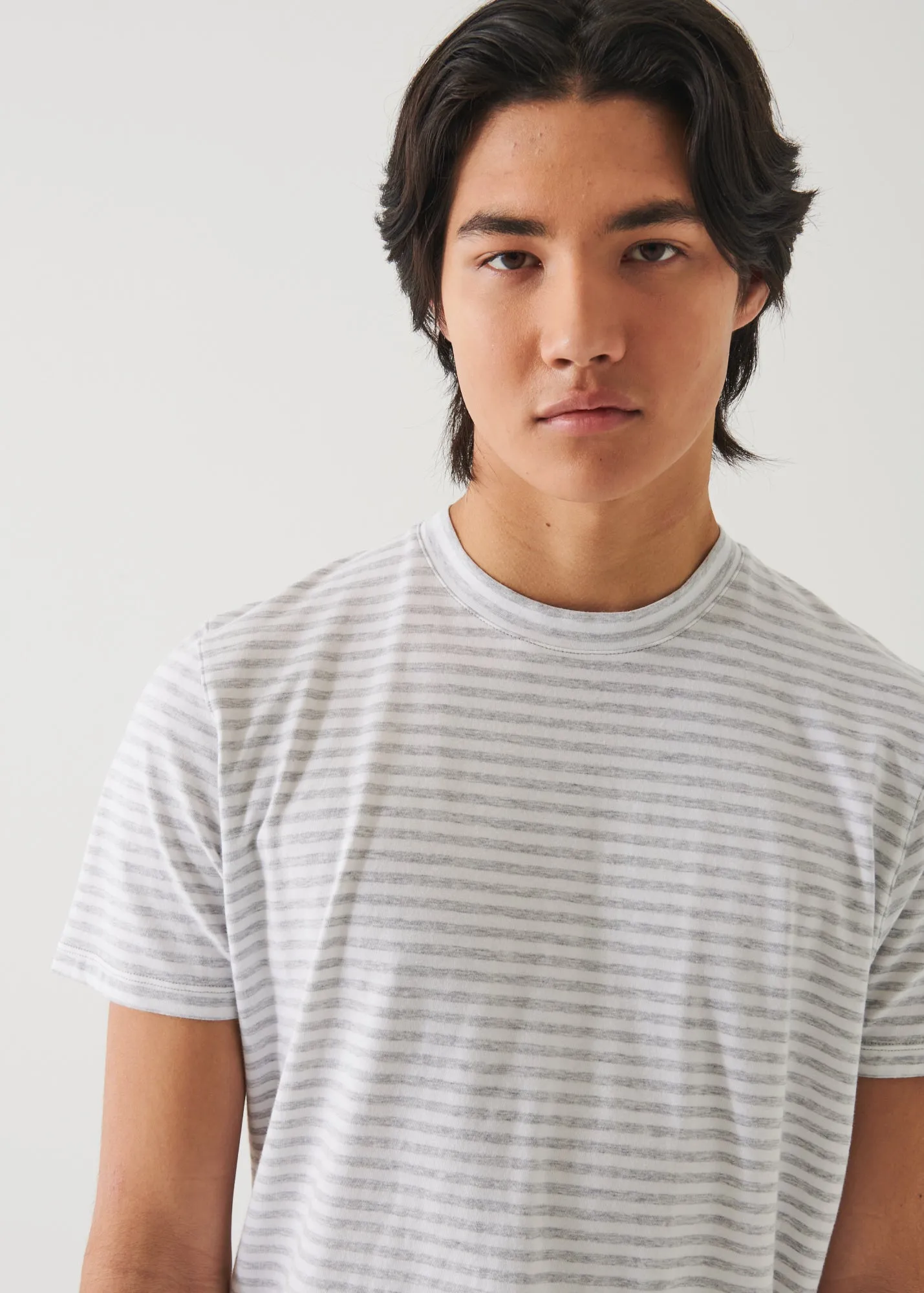 STRIPED PIMA COTTON STRETCH T-SHIRT