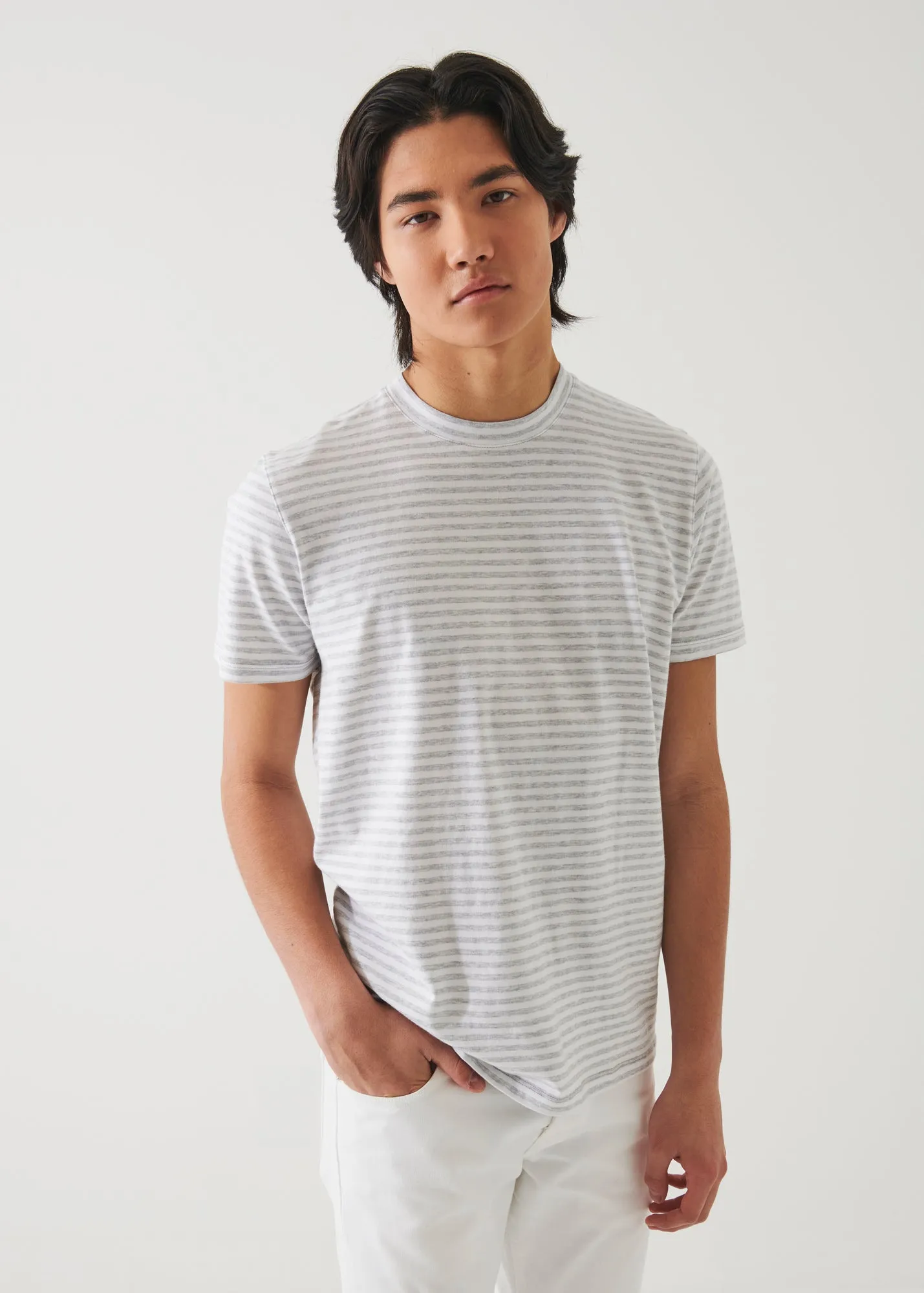 STRIPED PIMA COTTON STRETCH T-SHIRT