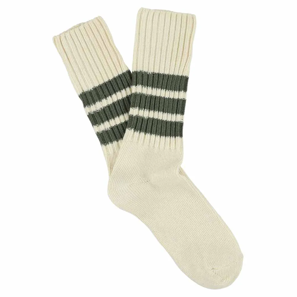 Stripes Crew Socks - Ecru / Khaki