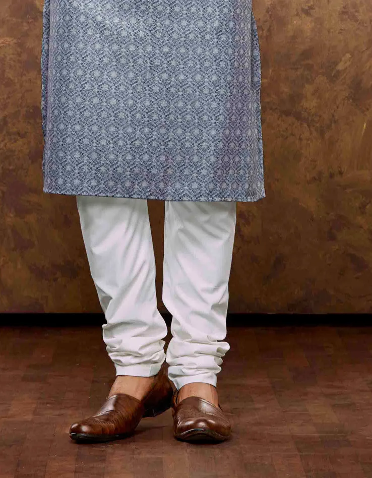 Stunning Light Blue Color Poly Cotton With Digital Printed Kurta Set With Pajama Pant For Men