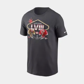 Super Bowl LVIII Matchup Chiefs Vs 49ers Mens Short Sleeve Shirt (Grey)