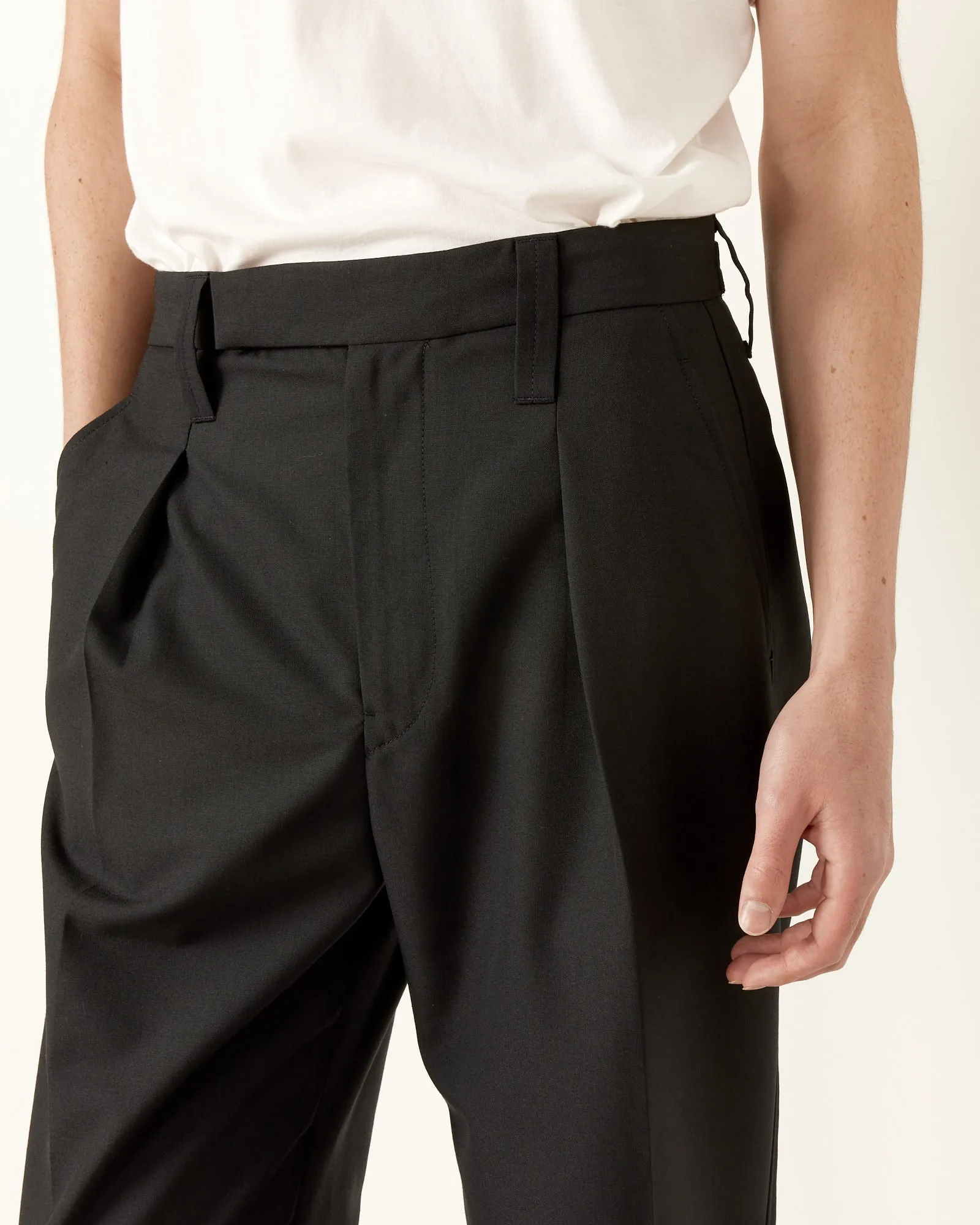 One Pleat Pant in Marine Melange