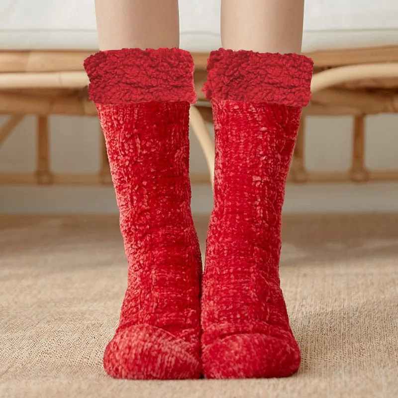 Thickened Winter Woven Thermal Cashmere Socks Floor Socks Women's Carpet Slippers