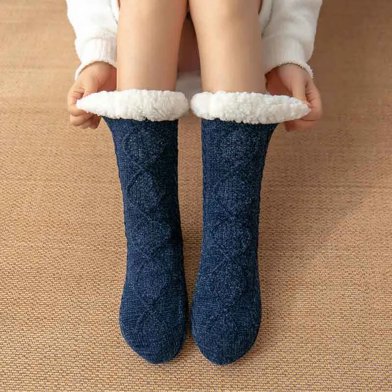 Thickened Winter Woven Thermal Cashmere Socks Floor Socks Women's Carpet Slippers