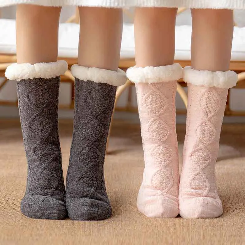 Thickened Winter Woven Thermal Cashmere Socks Floor Socks Women's Carpet Slippers