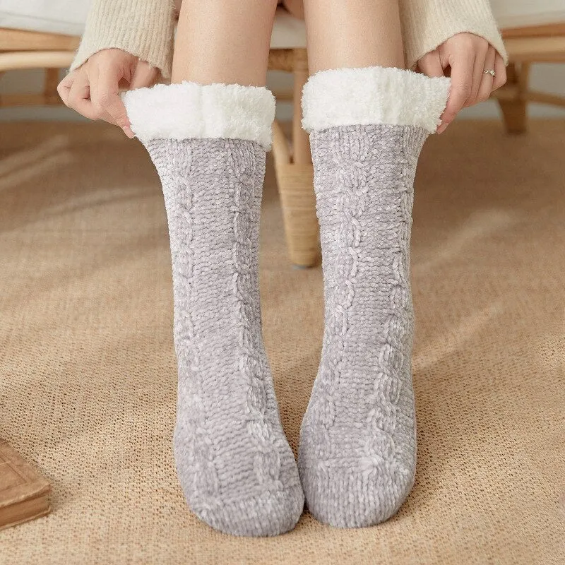 Thickened Winter Woven Thermal Cashmere Socks Floor Socks Women's Carpet Slippers