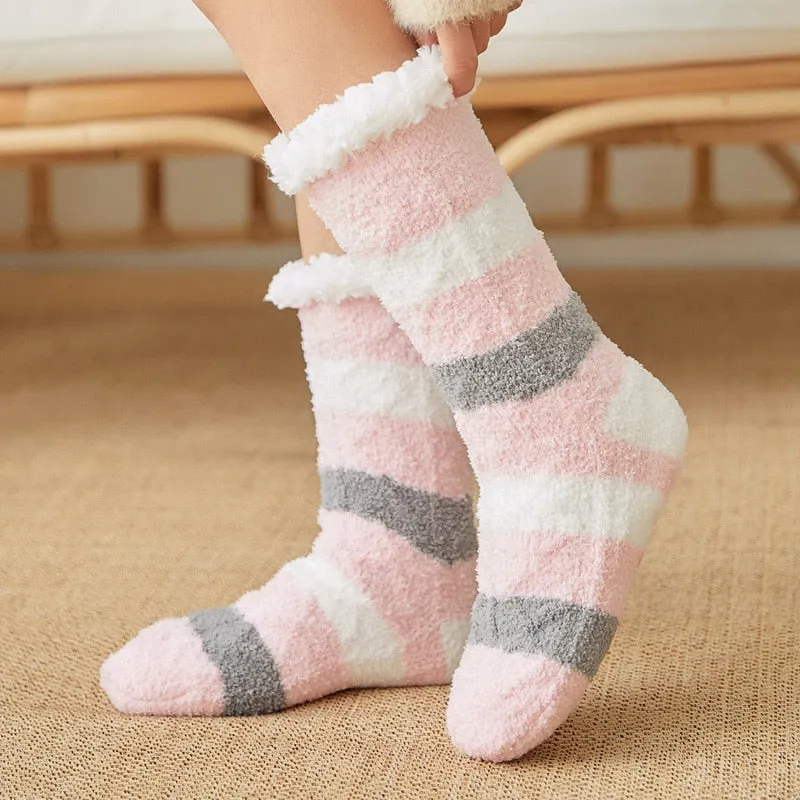 Thickened Winter Woven Thermal Cashmere Socks Floor Socks Women's Carpet Slippers