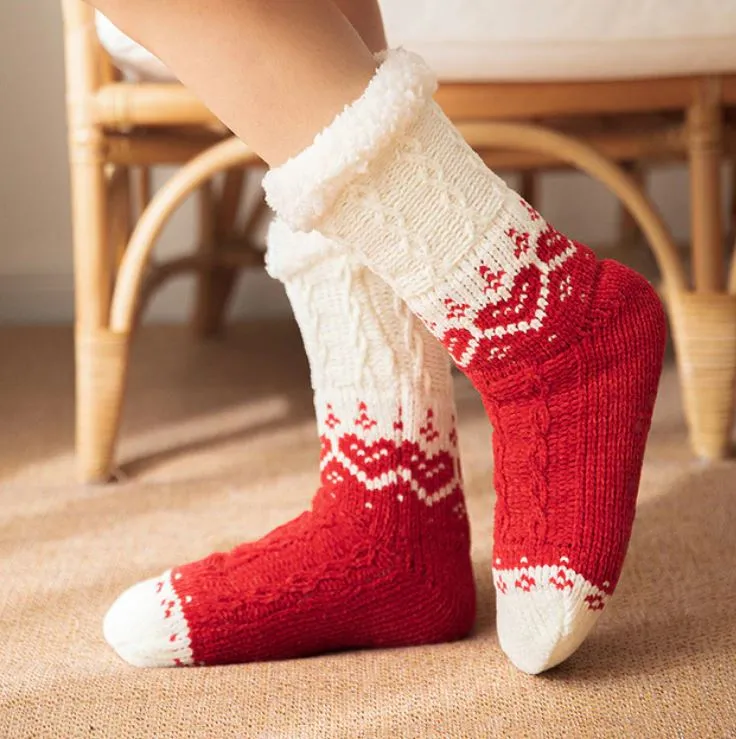 Thickened Winter Woven Thermal Cashmere Socks Floor Socks Women's Carpet Slippers