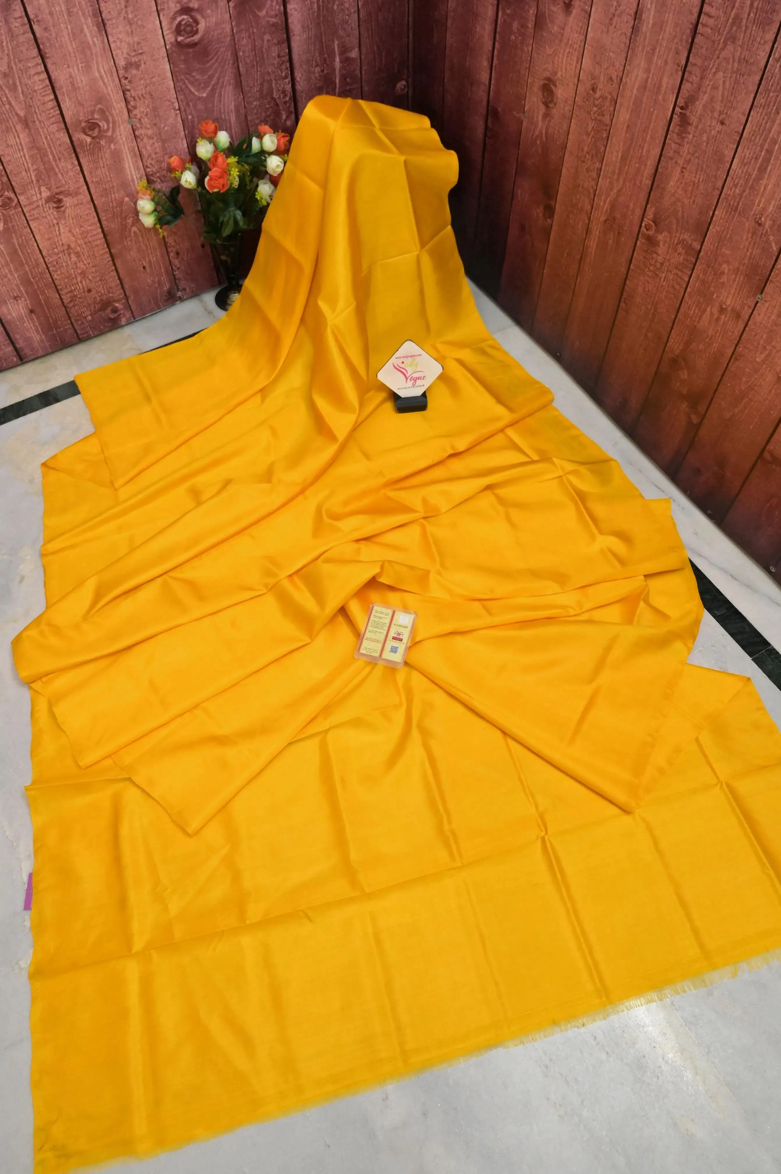 Turmeric Yellow Color Pure Bishnupur Katan Silk Saree with Hand Batik Blouse Piece