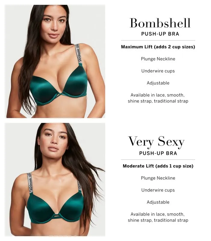 Victoria's Secret Bombshell Sexy Strap Push Up Bra, Add 2 Cups, Plunge Neckline, Bras for Women, Very Sexy Collection, Animal (36DD)