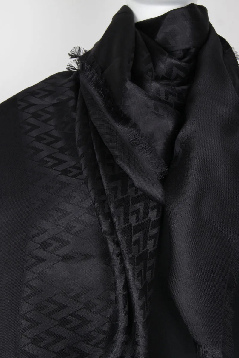 VLogo Rhombus Silk/Wool Shawl, Black