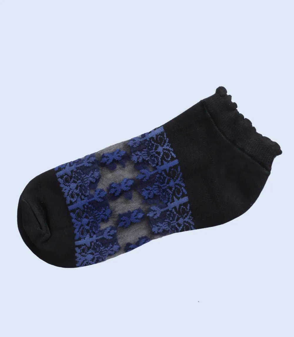 WA1363-BLACK BLUE-Women Ankle Sock