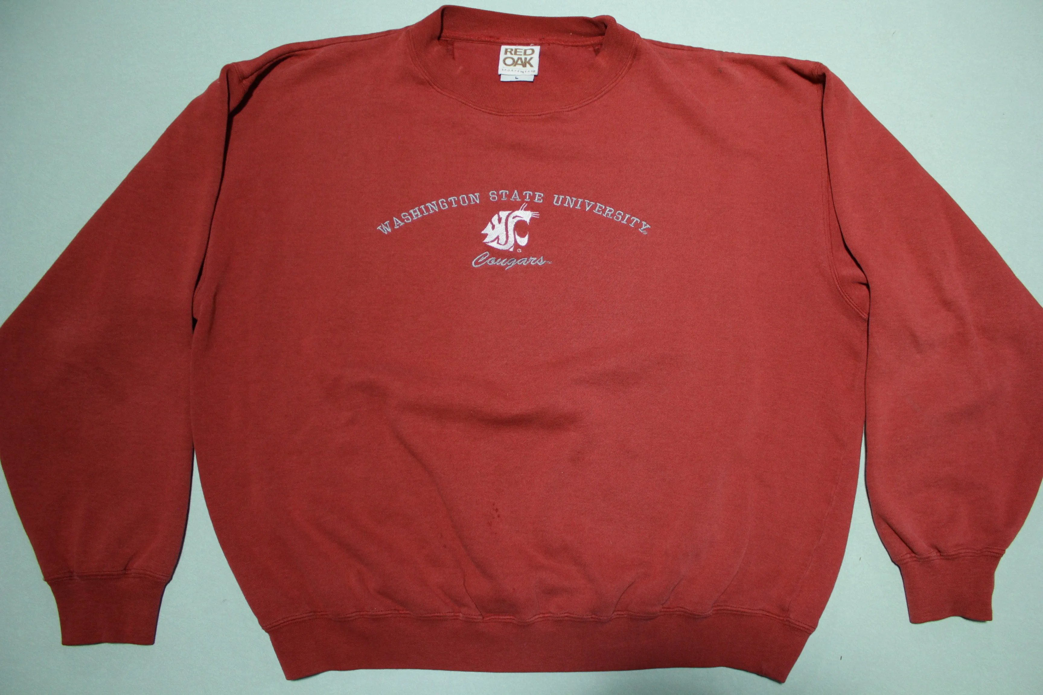 Washington State University WSU Cougars Embroidered 1990's Red Oak Vintage Sweatshirt