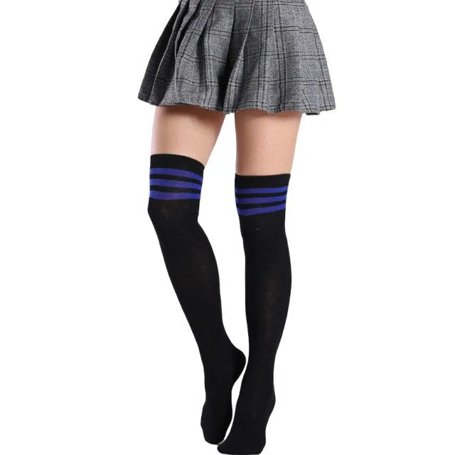 Woman Popular High Socks Long Striped Stockings Sexy Women Thigh High Socks