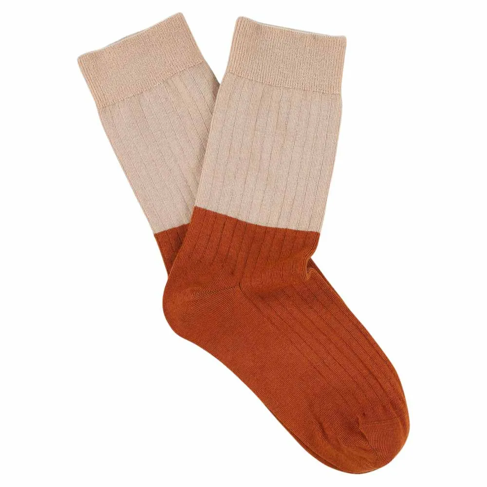 Women Block Socks - Pink / Brick