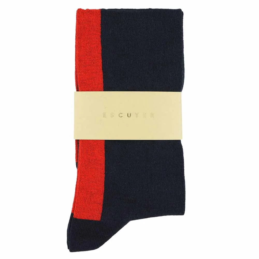 Women Knee High Socks Navy / Red