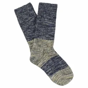 Women Melange Block Socks Blue / Ecru