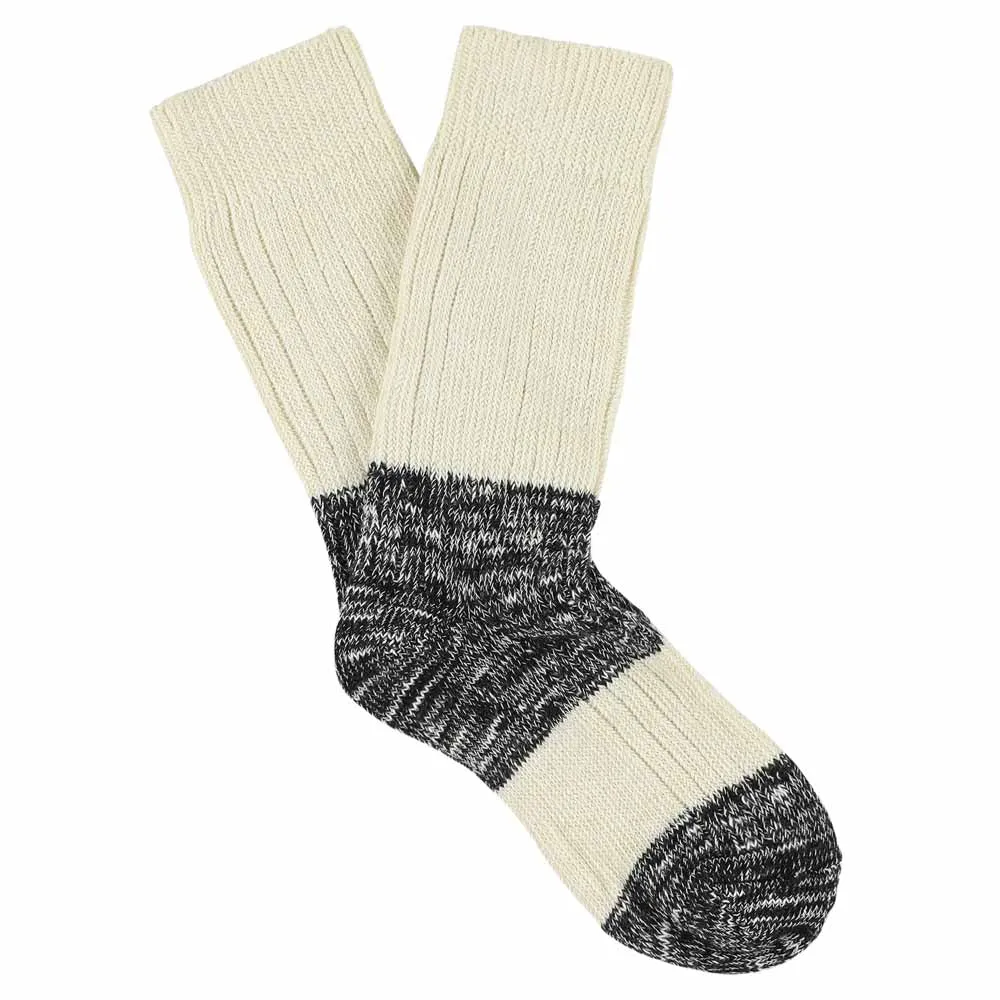 Women Melange Block Socks Ecru / Black