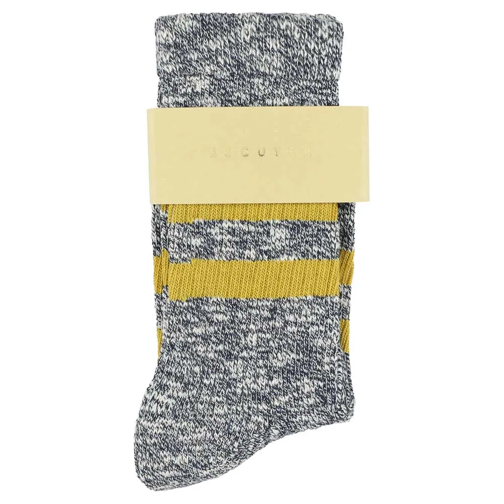 Women Melange Stripes Navy / Mustard