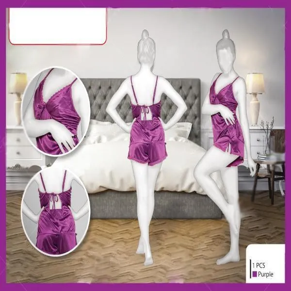 Women Nightwear Branded Silk cami set with matching short underwear For Women