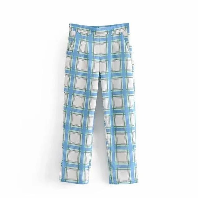 Women Plaid Pantsuits