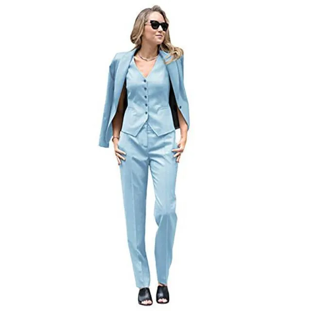 Women Slim Fit Three Piece Pantsuits