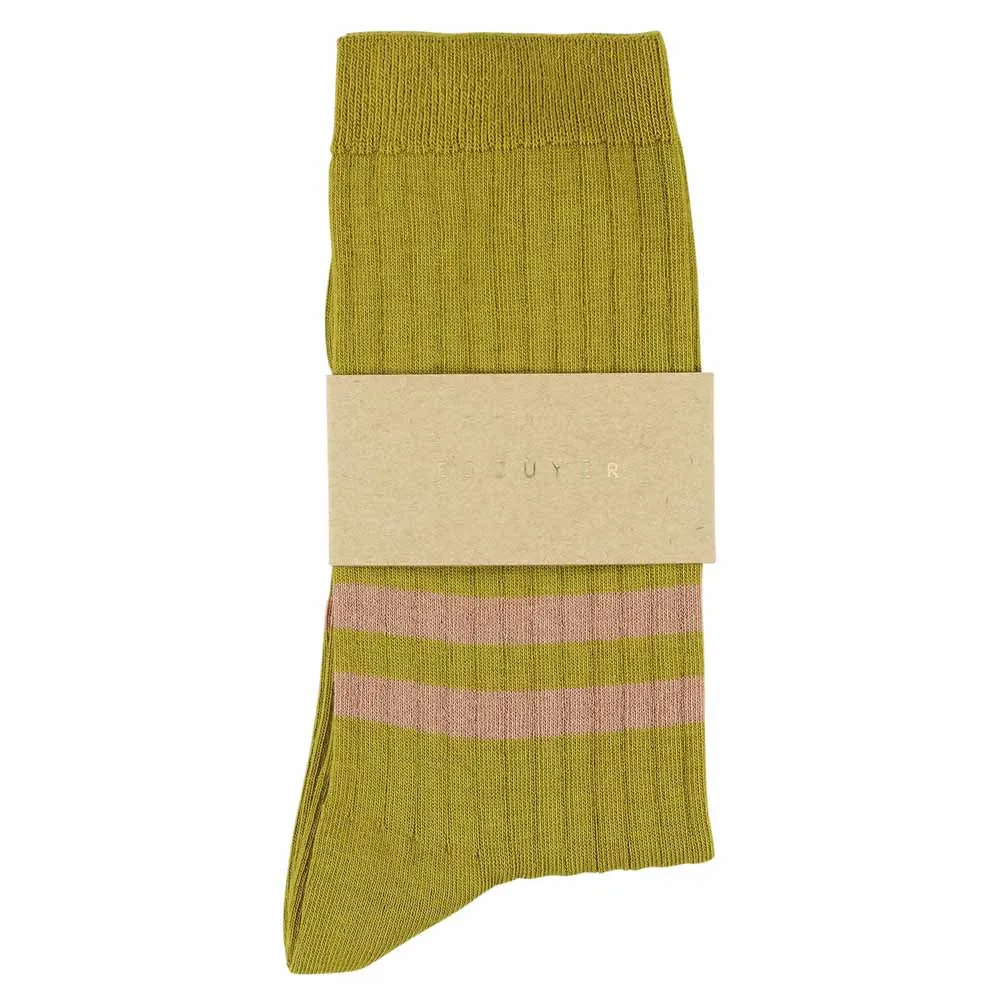 Women Stripes Mustard / Pink