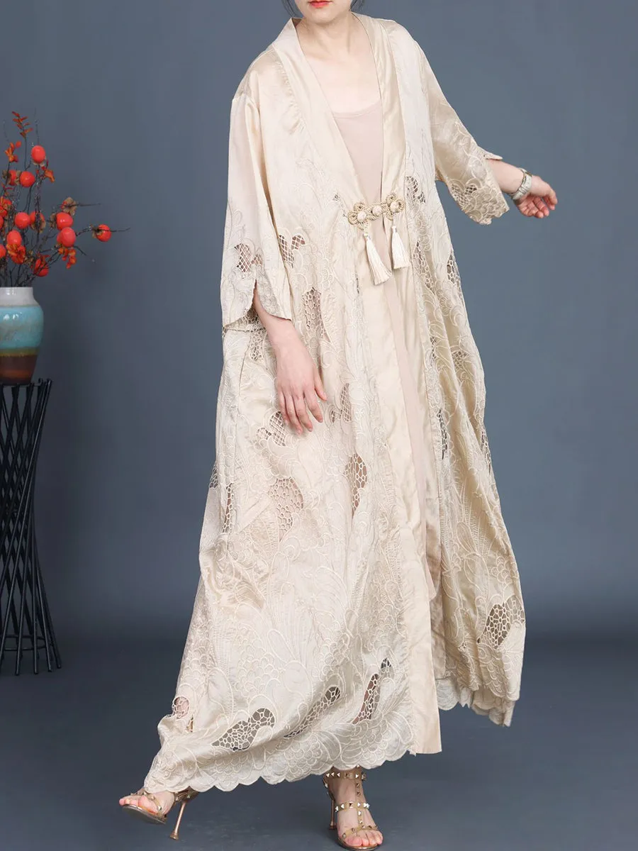 Women Summer Vintage Cutout Tassel Vest Dress Outwear KL1016