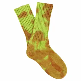 Women Tie Dye Socks - Rust / Lime