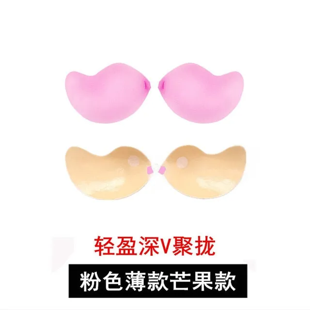 Women's Invisible Bra Seamless Push Up Silicone Self-Adhesive Front Closure