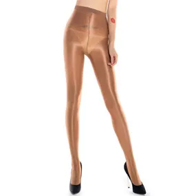 Women's Oil Shiny Slik Dance Tights 70D High Stretch Shimmery Shaping Dance Pantyhose High Tight For Women(Brown)